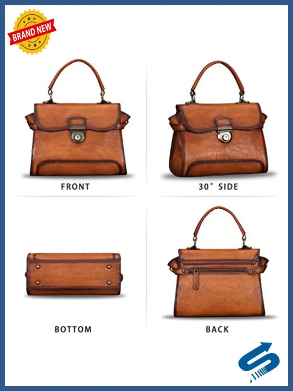 Genuine Leather Satchel Crossbody Shoulder Bag Vintage Retro Purse with Strap