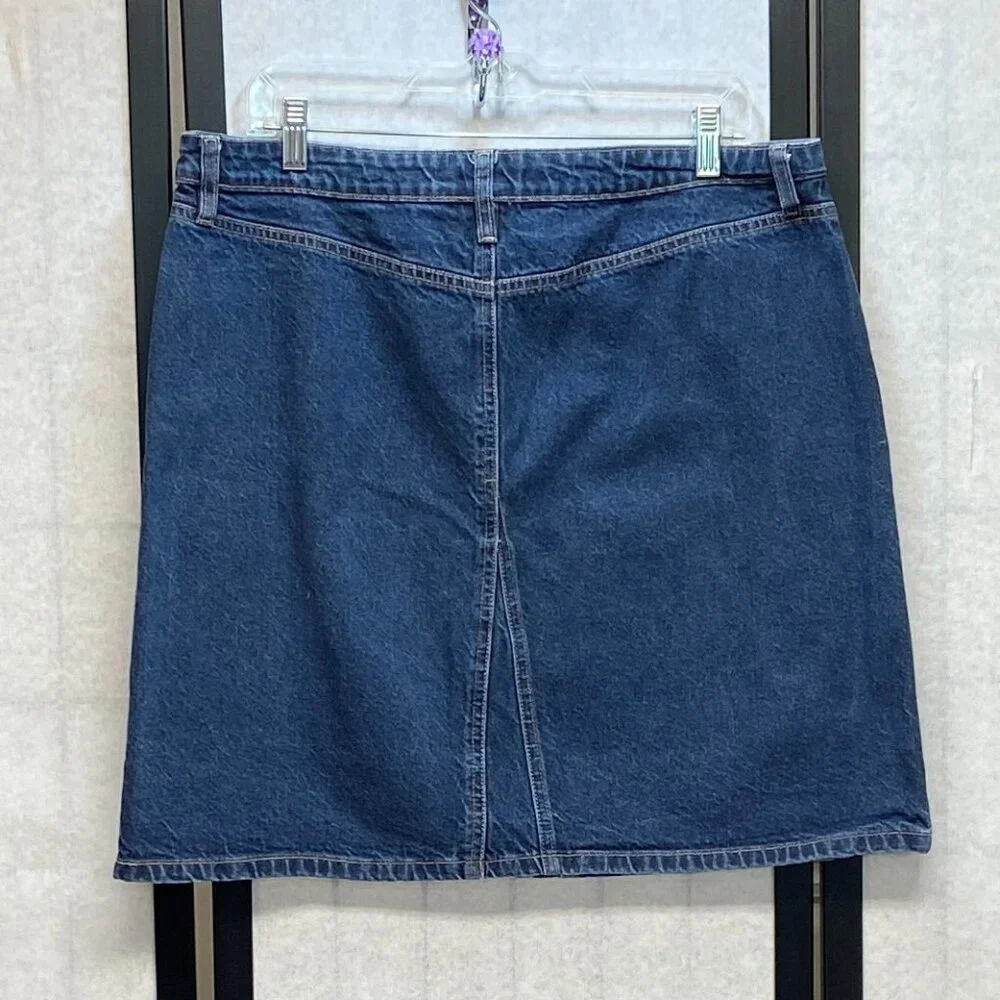 Vintage Faded Glory A Line Gored Denim Jean Mini Skirt Medium Wash 16 High Rise
