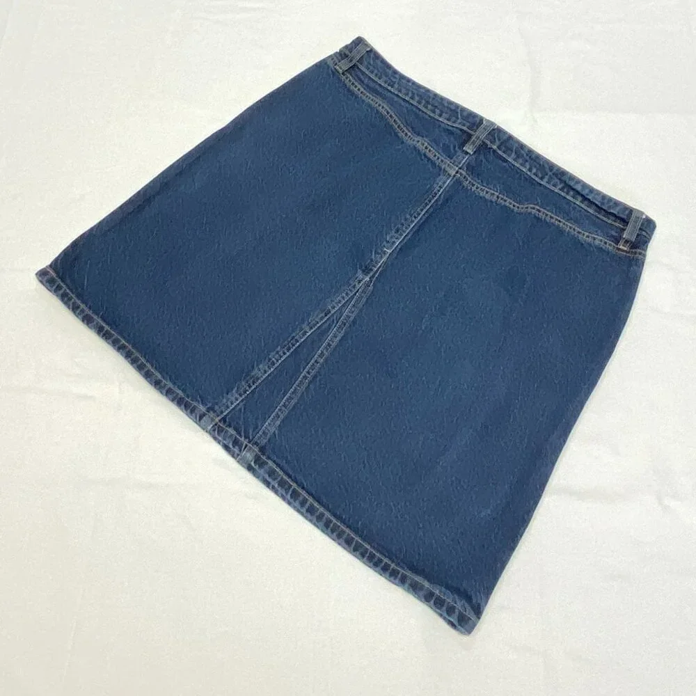 Vintage Faded Glory A Line Gored Denim Jean Mini Skirt Medium Wash 16 High Rise