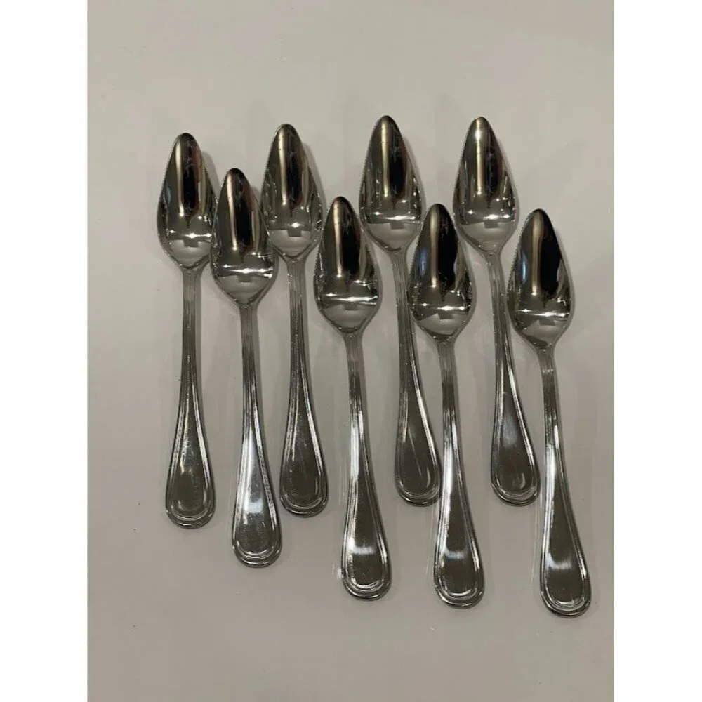 Set Of 8 Vintage Serrated edge citrus Oneida Stainless Steel Demitasse Spoons 4.