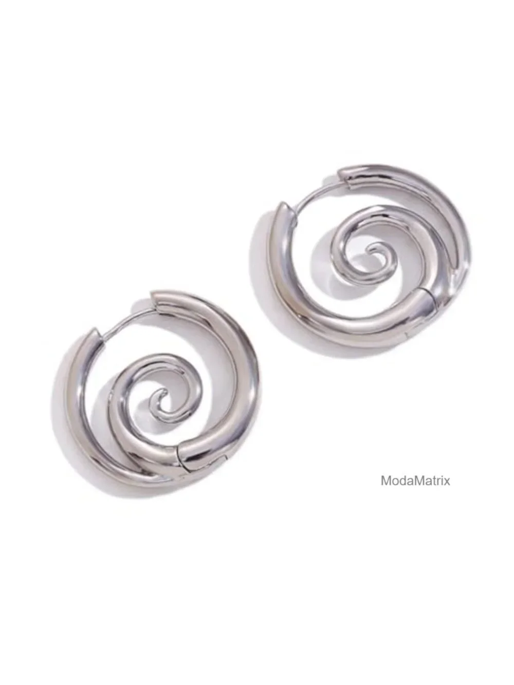 Sea Wave Spiral Hoop Earrings Stainless Steel 18K Golden Plated Huggie Hoops