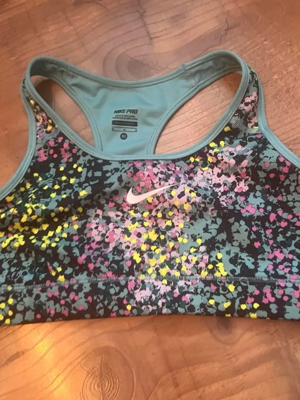 Nike Women's Teal Multicolor Confetti Racerback Bikini Top