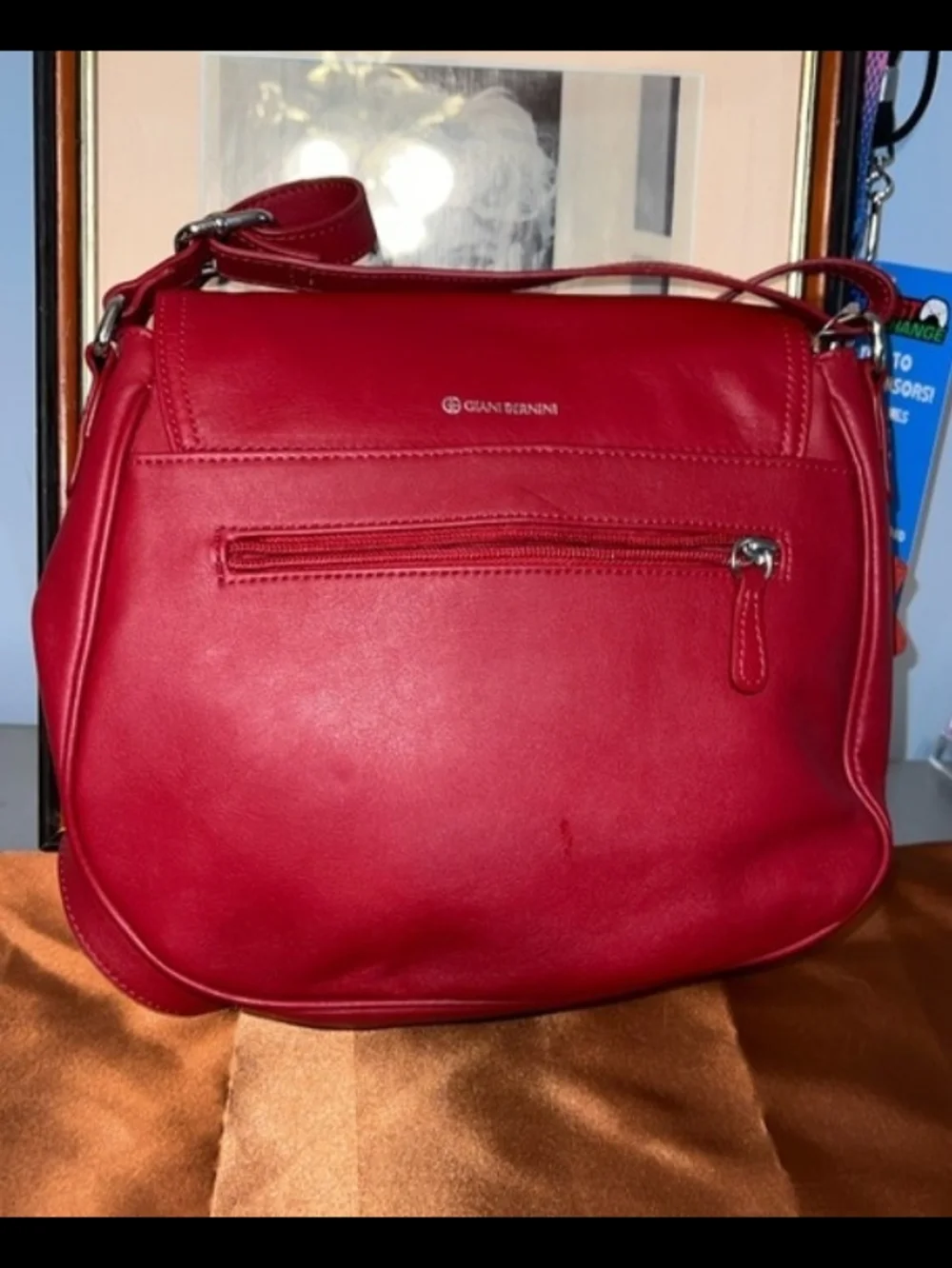 Giani Bernini Red Leather Crossbody Satchel! NWT