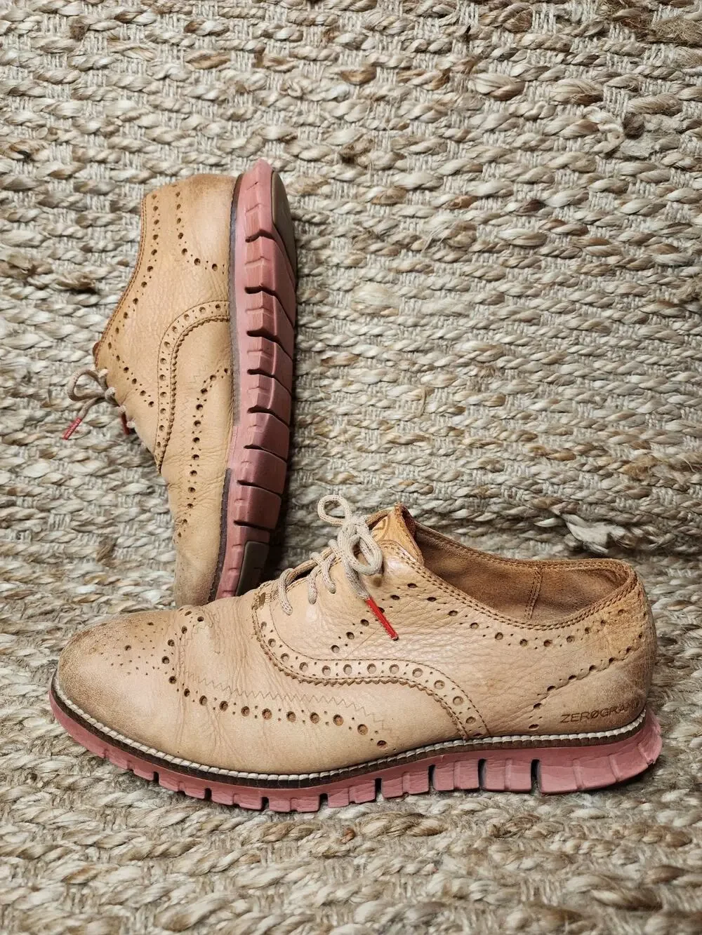 Cole Haan Zerogrand Wingtip Oxford Taos Nubuck Brown Dress Shoes Size 8