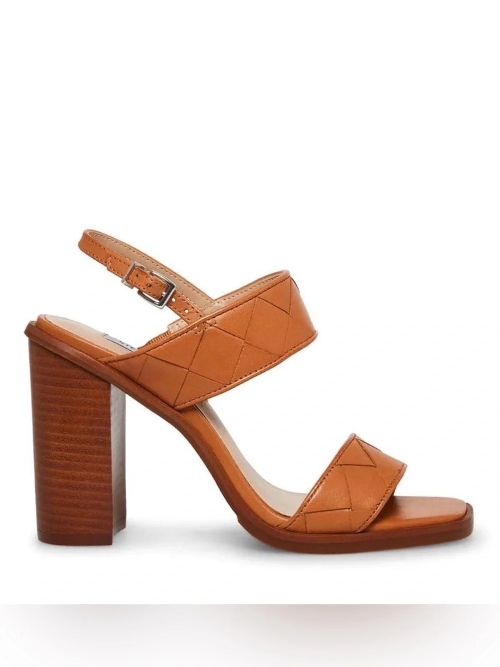 Steve Madden Cognac Quilted Block Heel Sandal