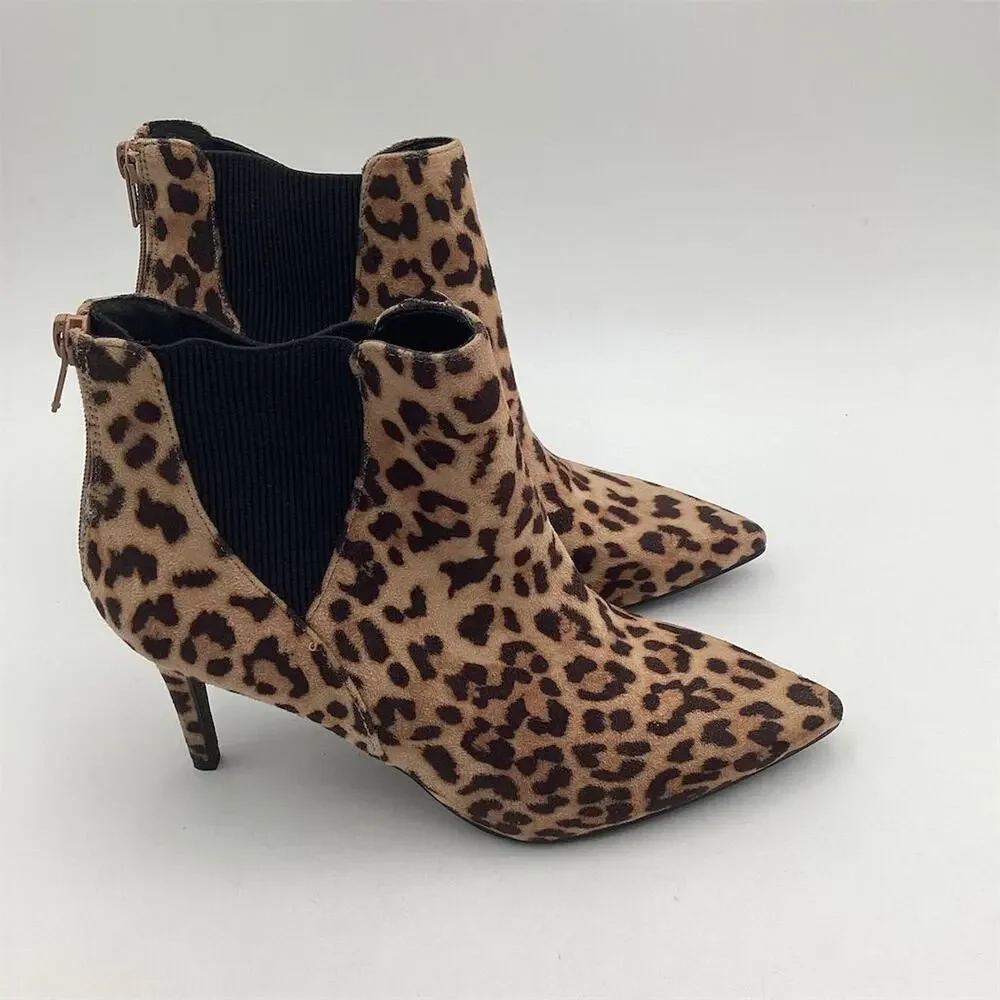 Women's Leopard Print Ankle‎ Booties Size 7.5 Stiletto Heel