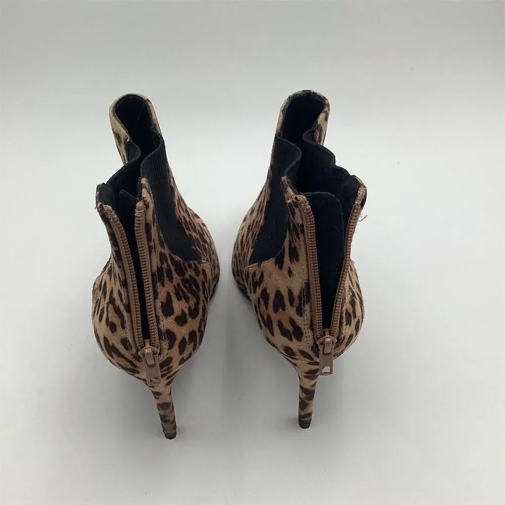 Women's Leopard Print Ankle‎ Booties Size 7.5 Stiletto Heel
