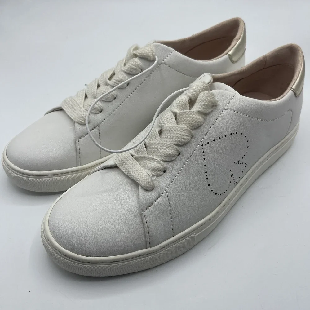 Kate Spade Angelise White Leather Sneakers Womens 10 B Lace Up Shoes‎ Spade