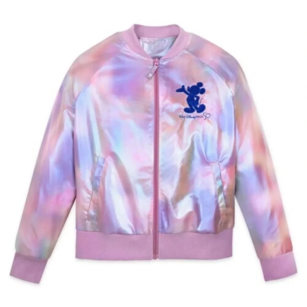 Disney World 50th Anniversary Iridescent Mickey Mouse Bomber Jacket Kids Small‎