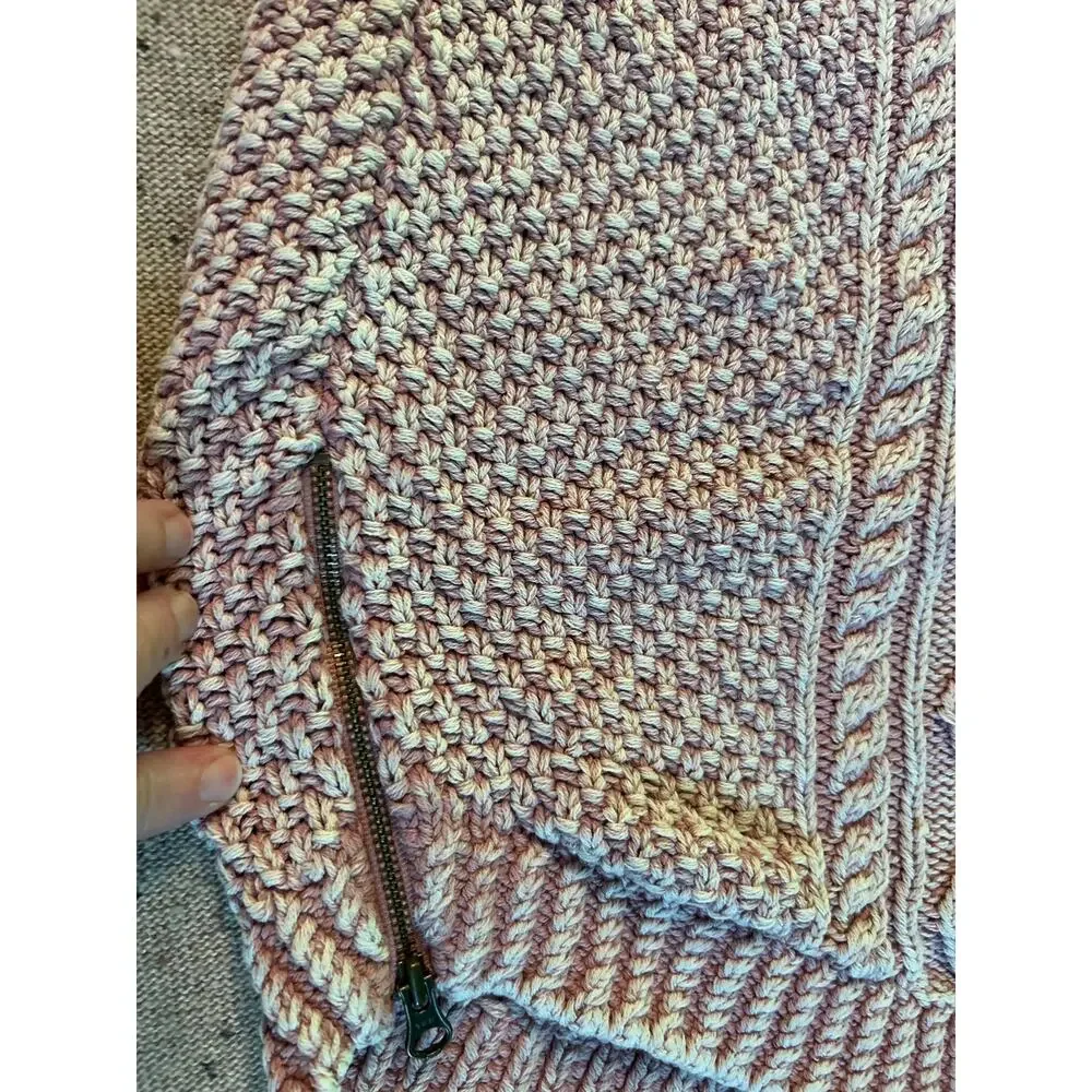 LL Bean Signature Heavy Washed Pink Cotton Cable Knit Tunic Sweater XL