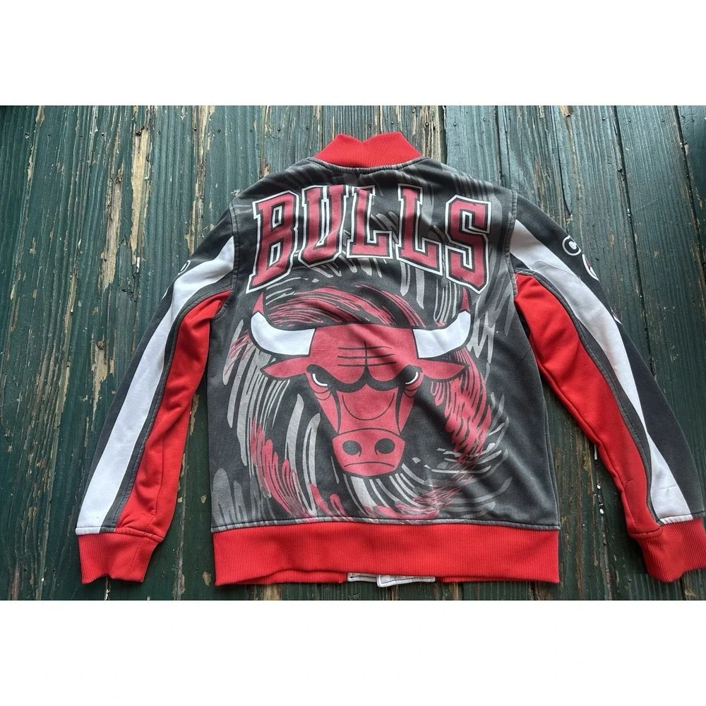Chicago Bulls All Over Print Multi Color‎  Buttons Jacket NBA Kids 10/12