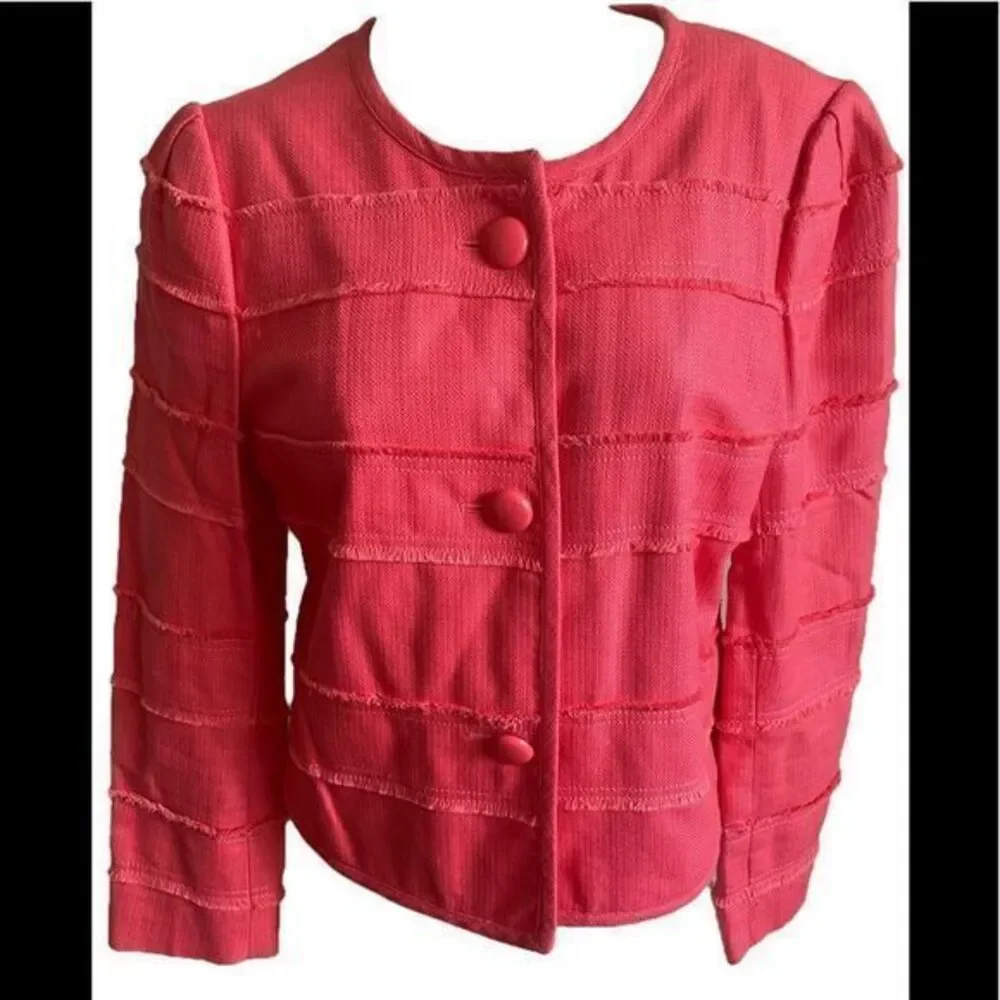 J Crew Linen Jacket -8 red , linen cotton blend