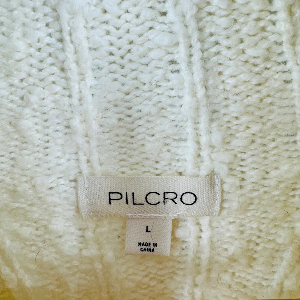 Pilcro Anthropologie Chunky Knit Fair Isle‎ Turtleneck Cream Size L Cozy Cottage