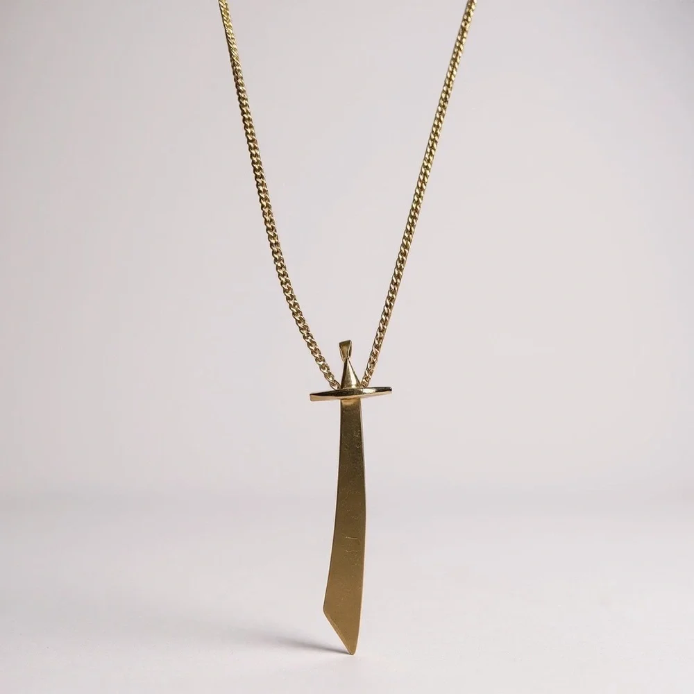 12K Gold Filled Geometric Blade Pendant Necklace
