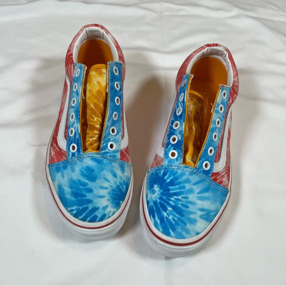 Vans Old School Unisex Juniors Tie Dye Block Multicolor Shoes Sz 4 Missing Lace‎