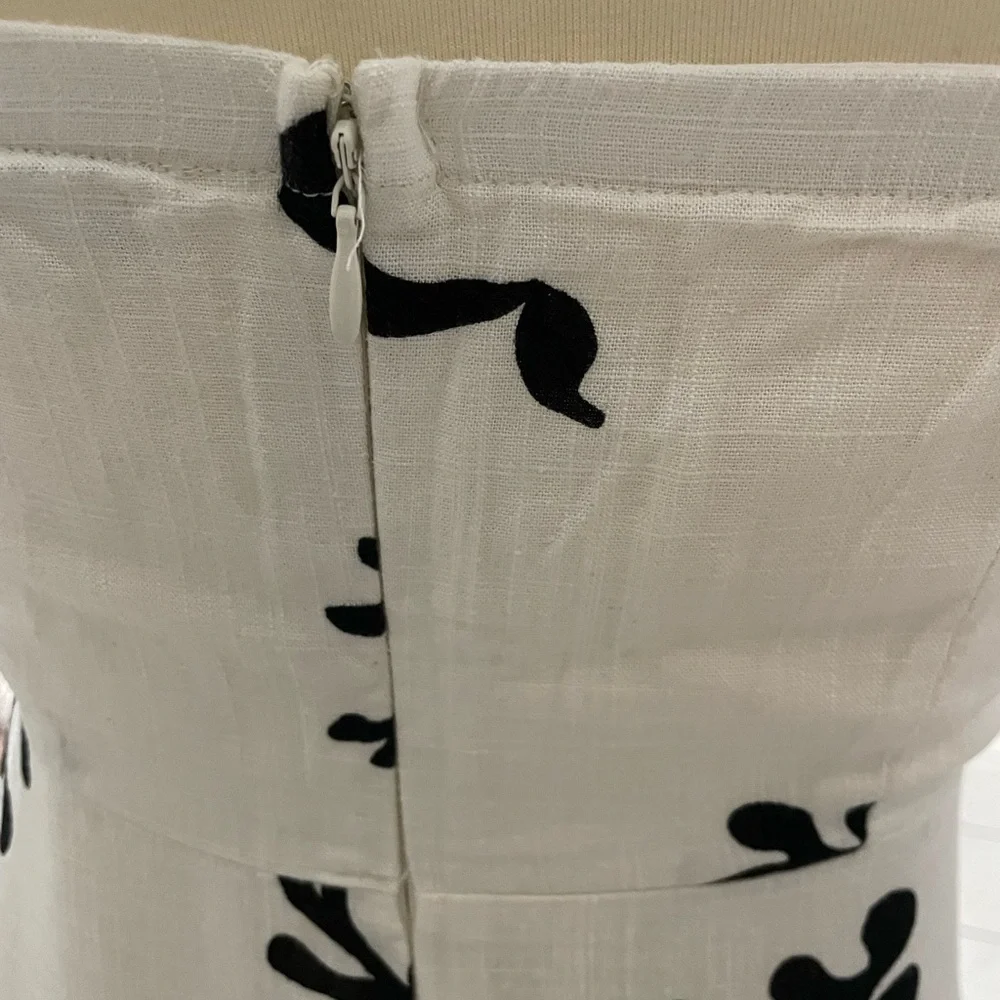 Paper Heart Linen Blend Black White‎ Leaf Print Maxi Dress Size XS