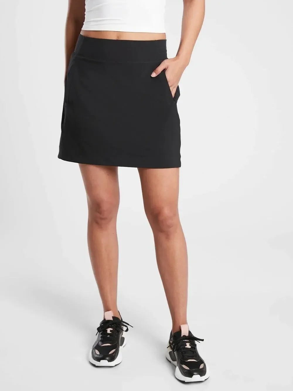Athleta Brooklyn Skort 16”Skort Womens 14 Navy Zip Pockets Skirt Shorts NWOT
