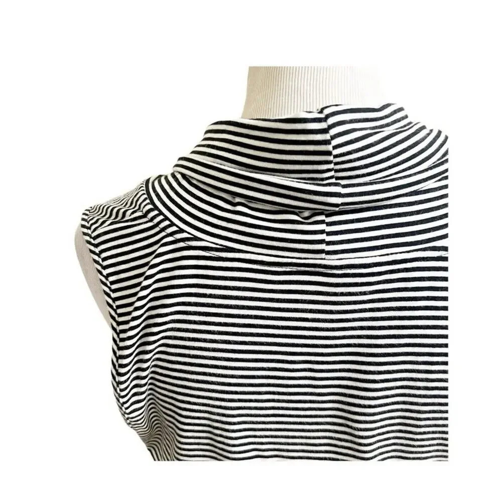 Anthropologie Striped Cowl Neck Mini Dress in Gray and White