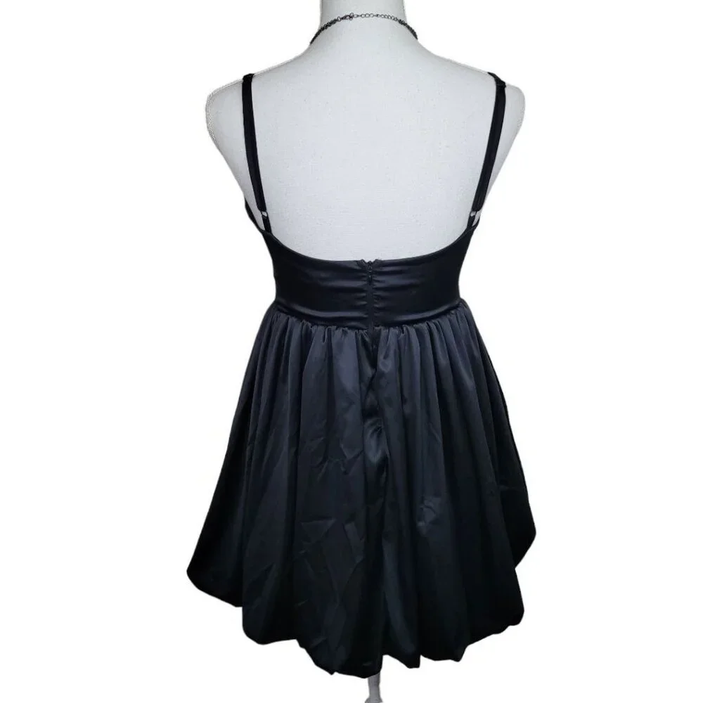 Ow Intimates Dress Black Short Spaghetti Cami Strap Zipper Size XL Pinup Cocktai