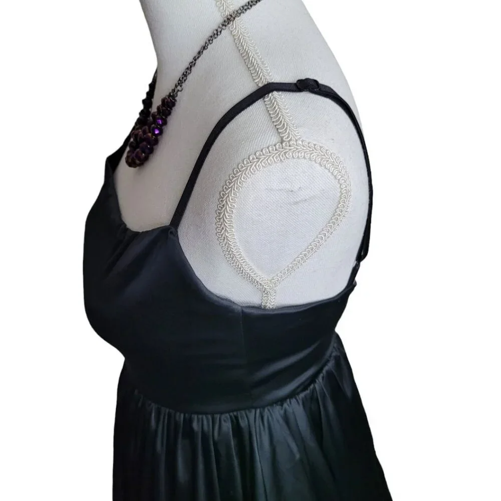 Ow Intimates Dress Black Short Spaghetti Cami Strap Zipper Size XL Pinup Cocktai