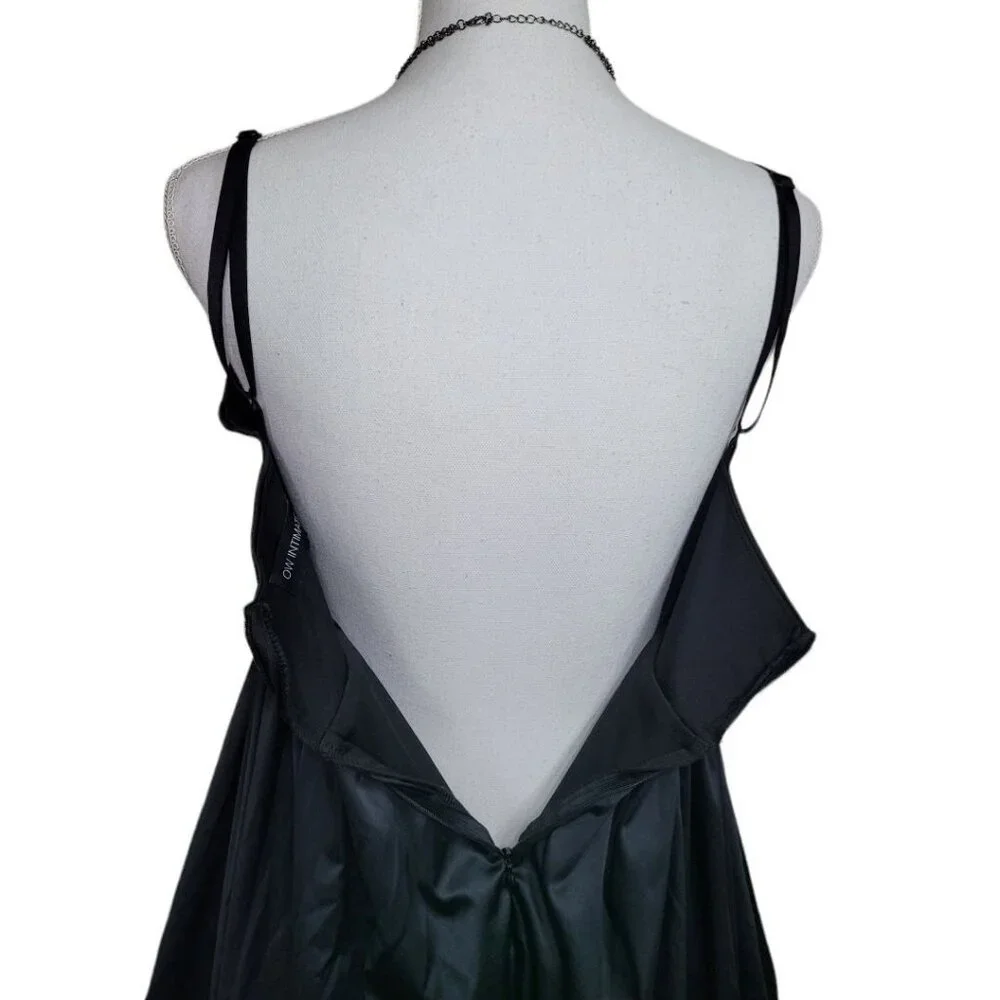 Ow Intimates Dress Black Short Spaghetti Cami Strap Zipper Size XL Pinup Cocktai