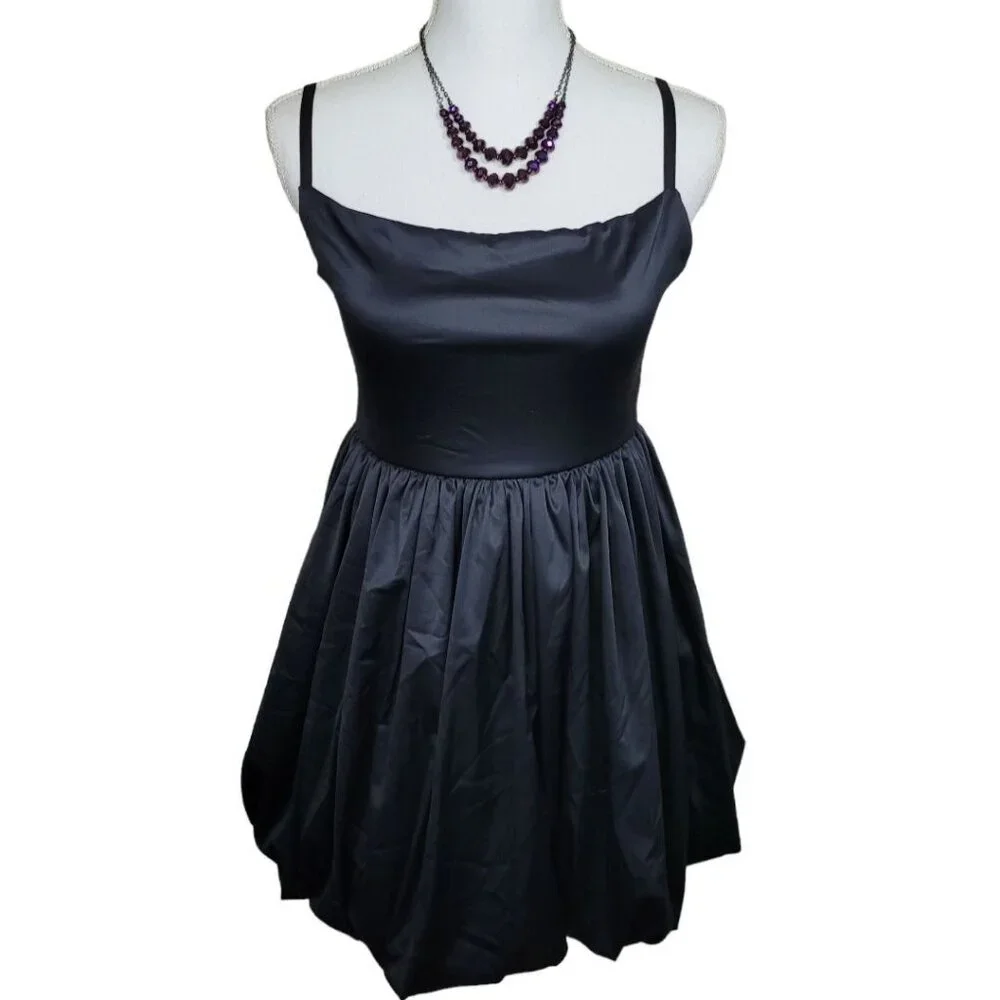 Ow Intimates Dress Black Short Spaghetti Cami Strap Zipper Size XL Pinup Cocktai