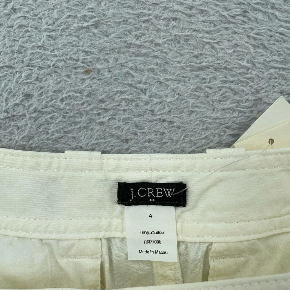 J.Crew Mini Skirt Womens 4 White Button Front Cotton Belt Loops Back Welt Casual