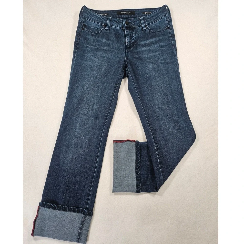 Liverpool Astrid Crop‎ Jeans Dark Wash Size 2/26 Cuffed Denim Minimalist Coastal