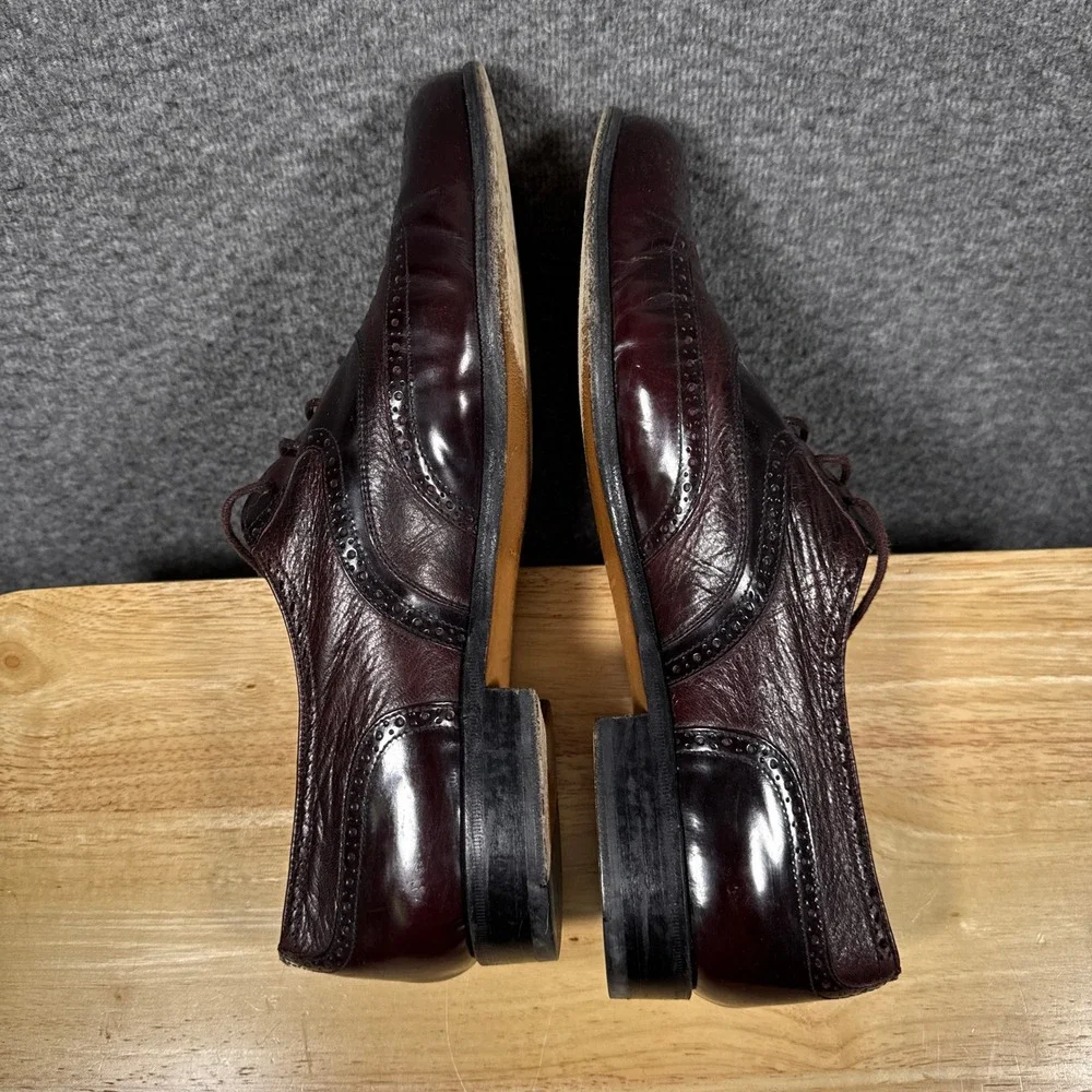 Miguel Angel Wingtip Oxfords Mens 11.5 Burgundy Leather Italian Dress Shoes