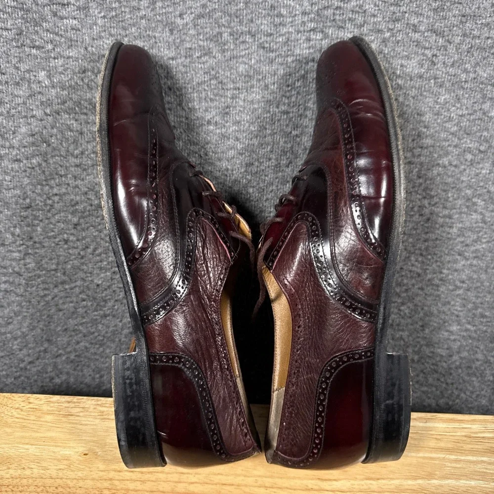Miguel Angel Wingtip Oxfords Mens 11.5 Burgundy Leather Italian Dress Shoes