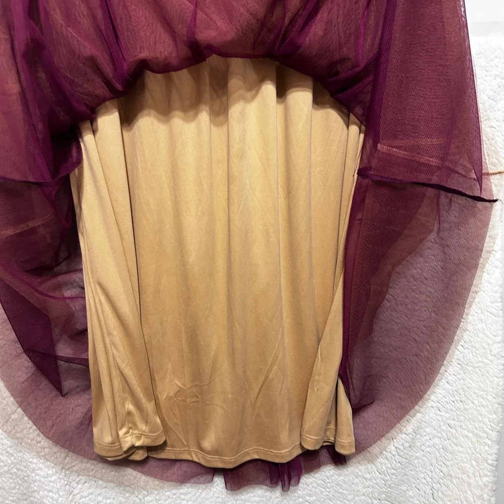 Hem And Thread Women Whimsy Fairy‎ Skirt M Brown Burgundy Tulle Pleated Romantic