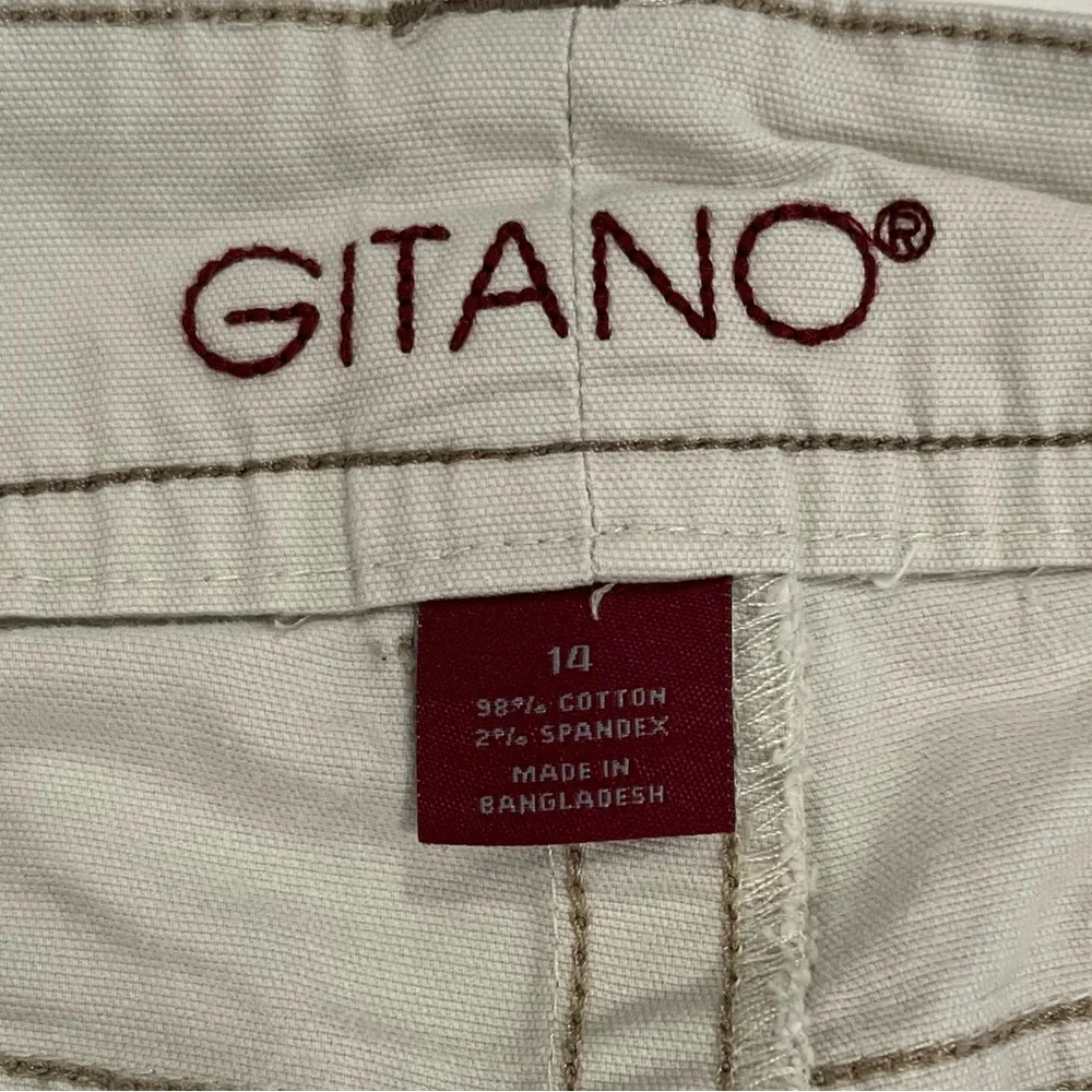 Vintage Women’s Gitano Bootcut Khaki Pant Dark Stitching Snap Pockets Size 14