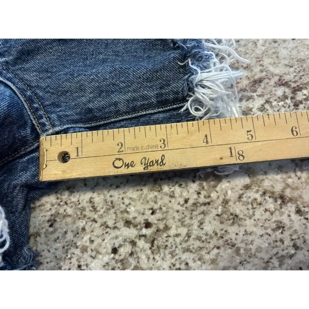 AGOLDE Parker Long Cut Off Denim Short Size 31 Raw Hem Frayed High Rise