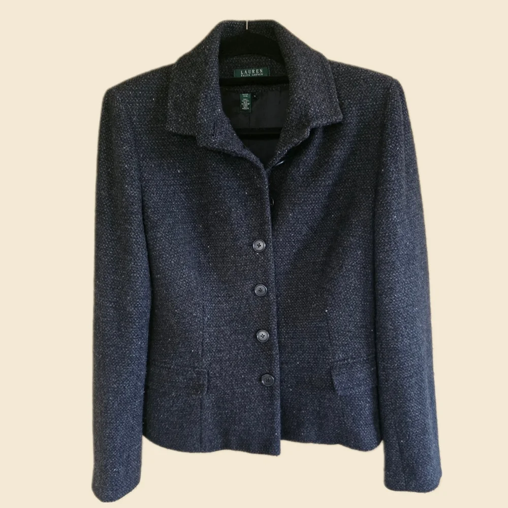 Timeless! Lauren Ralph Lauren Lined Wool Blend Tweed Jacket Blazer 14