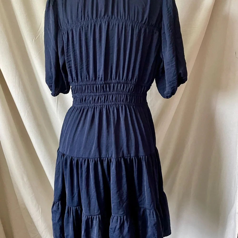 GAP Navy Blue Tiered Midi Dress