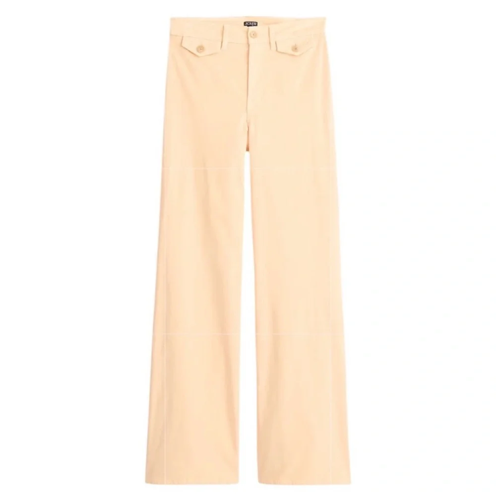 New J. Crew Wide-leg trouser in‎ washed velvet Peche Claire Pastel Peach Size 31