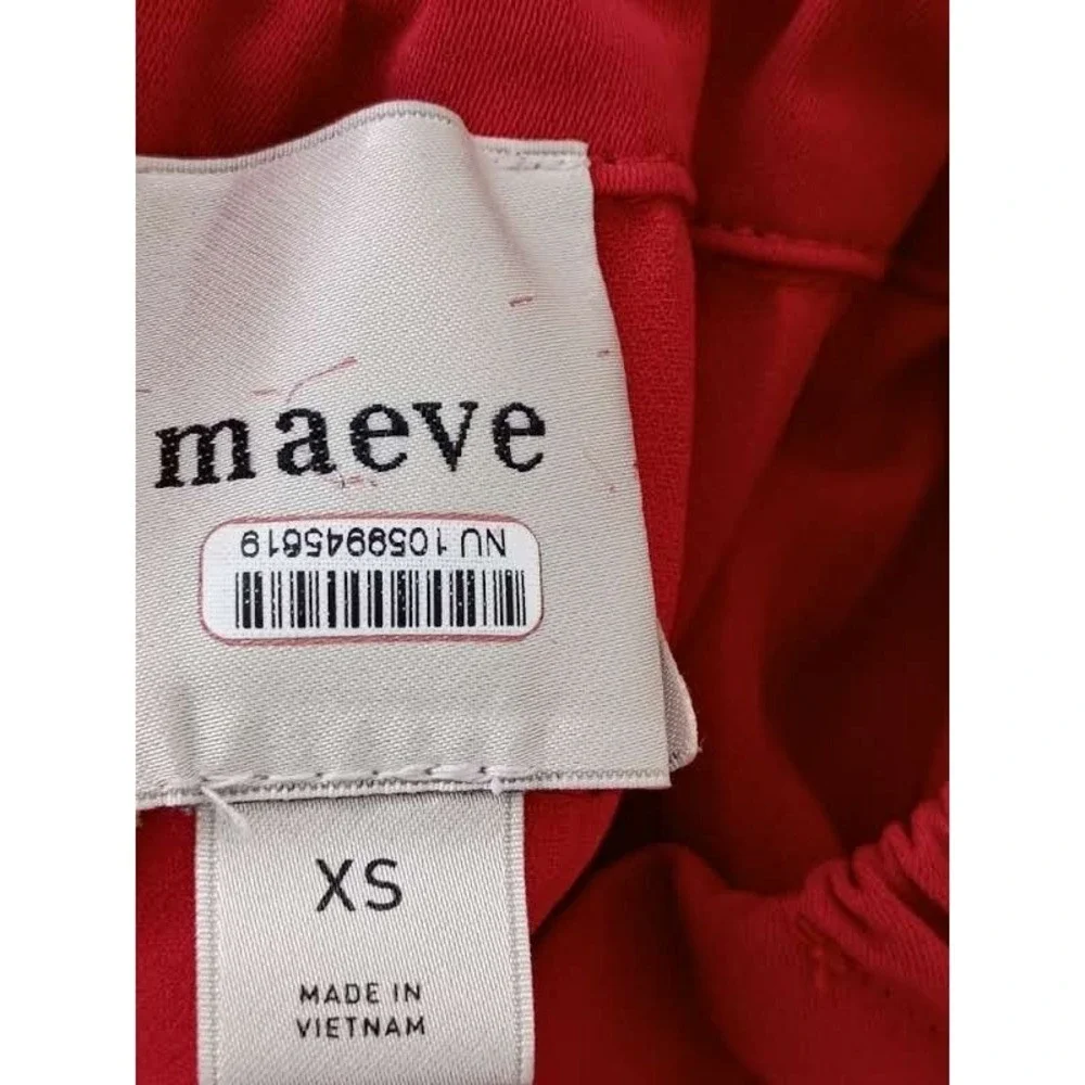 Maeve‎ Anthropologie Red Pleated Button Front Maxi Skirt Fits S Elastic Wst $118