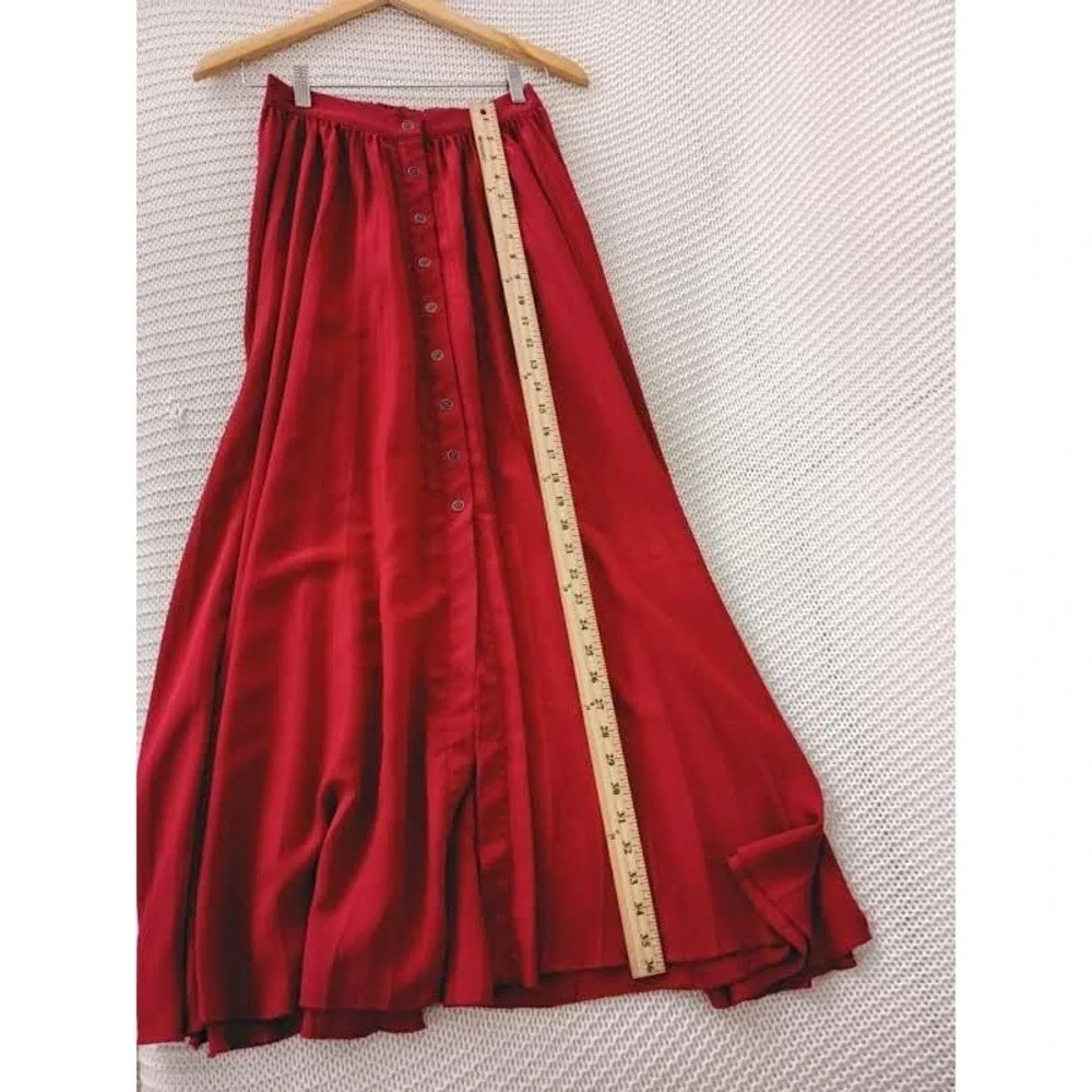 Maeve‎ Anthropologie Red Pleated Button Front Maxi Skirt Fits S Elastic Wst $118