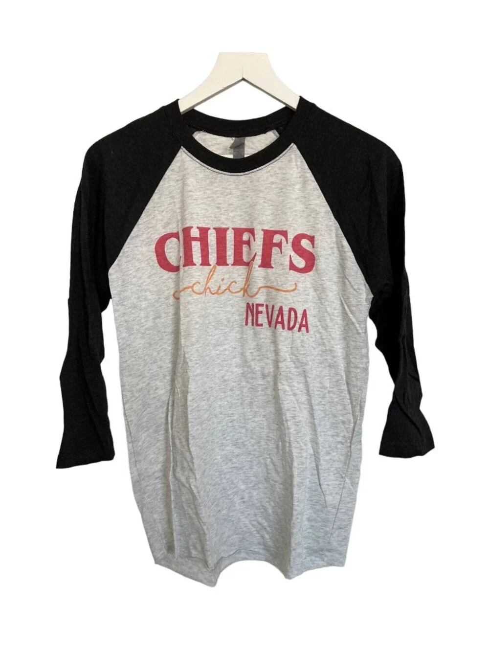 Chiefs Chick Nevada Custom Raglan Baseball Tee