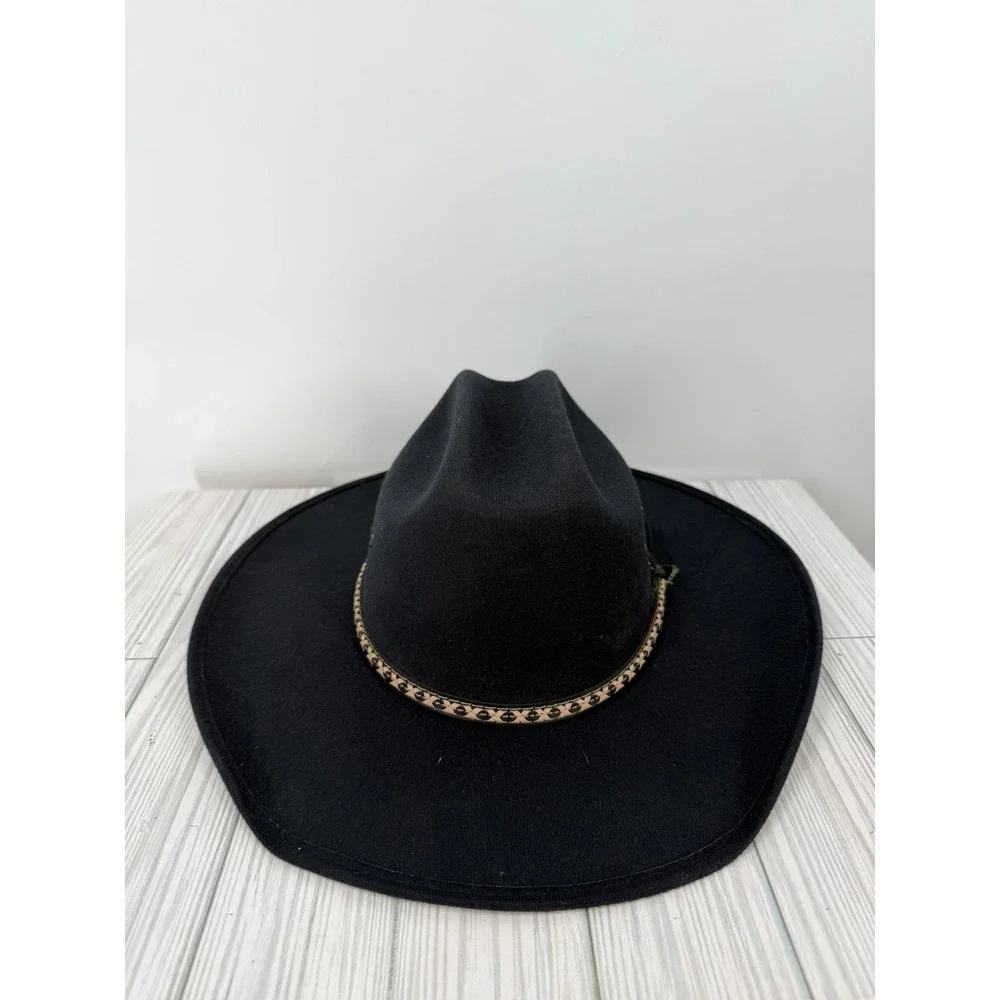 Lone Star American Cowboy Hat Black Felt Cattleman Crease Wide‎ Brim Western Hat