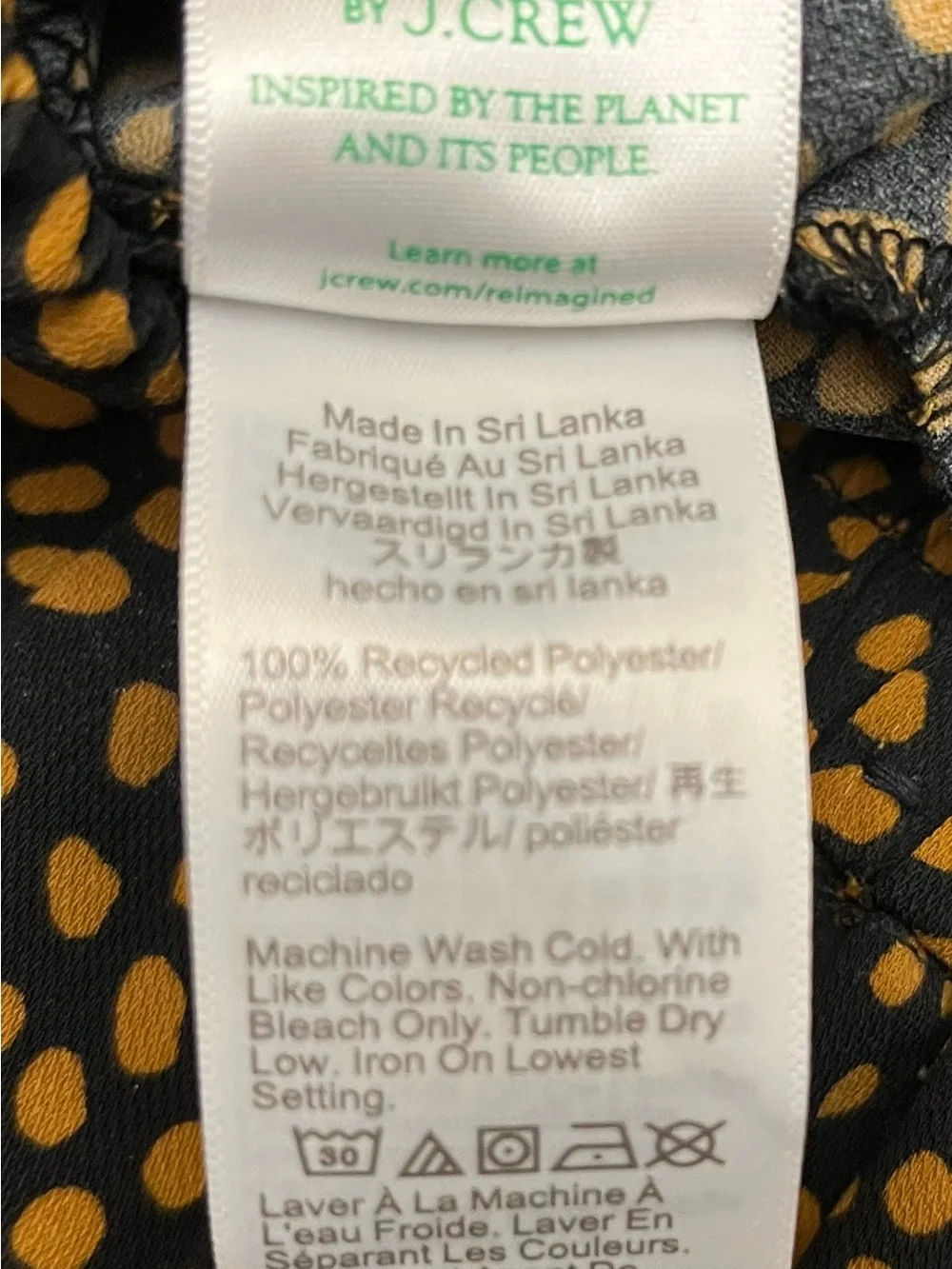 J. Crew Black Pants with Mustard Dot Print