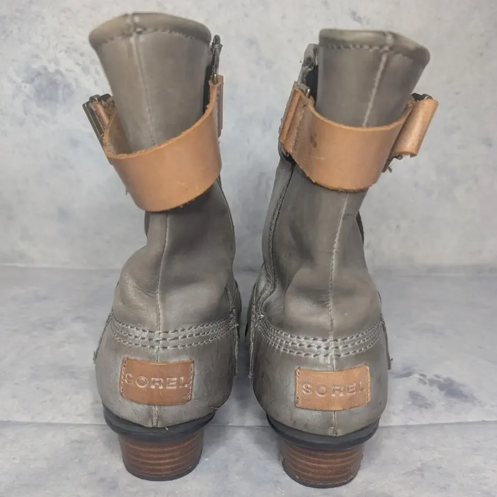 Sorel Slimpack Waterproof Short Riding Winter Boots in Elk Grey, Size 8.5