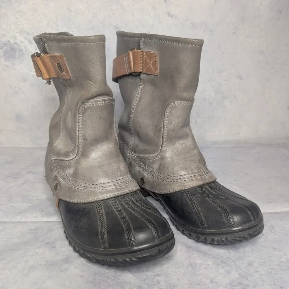 Sorel Slimpack Waterproof Short Riding Winter Boots in Elk Grey, Size 8.5