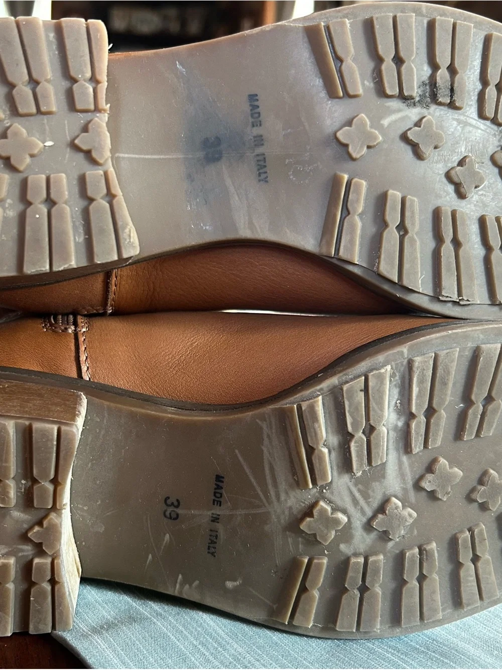 Women's Over-the-Knee Tan Leather Boots with Woven Side Detail