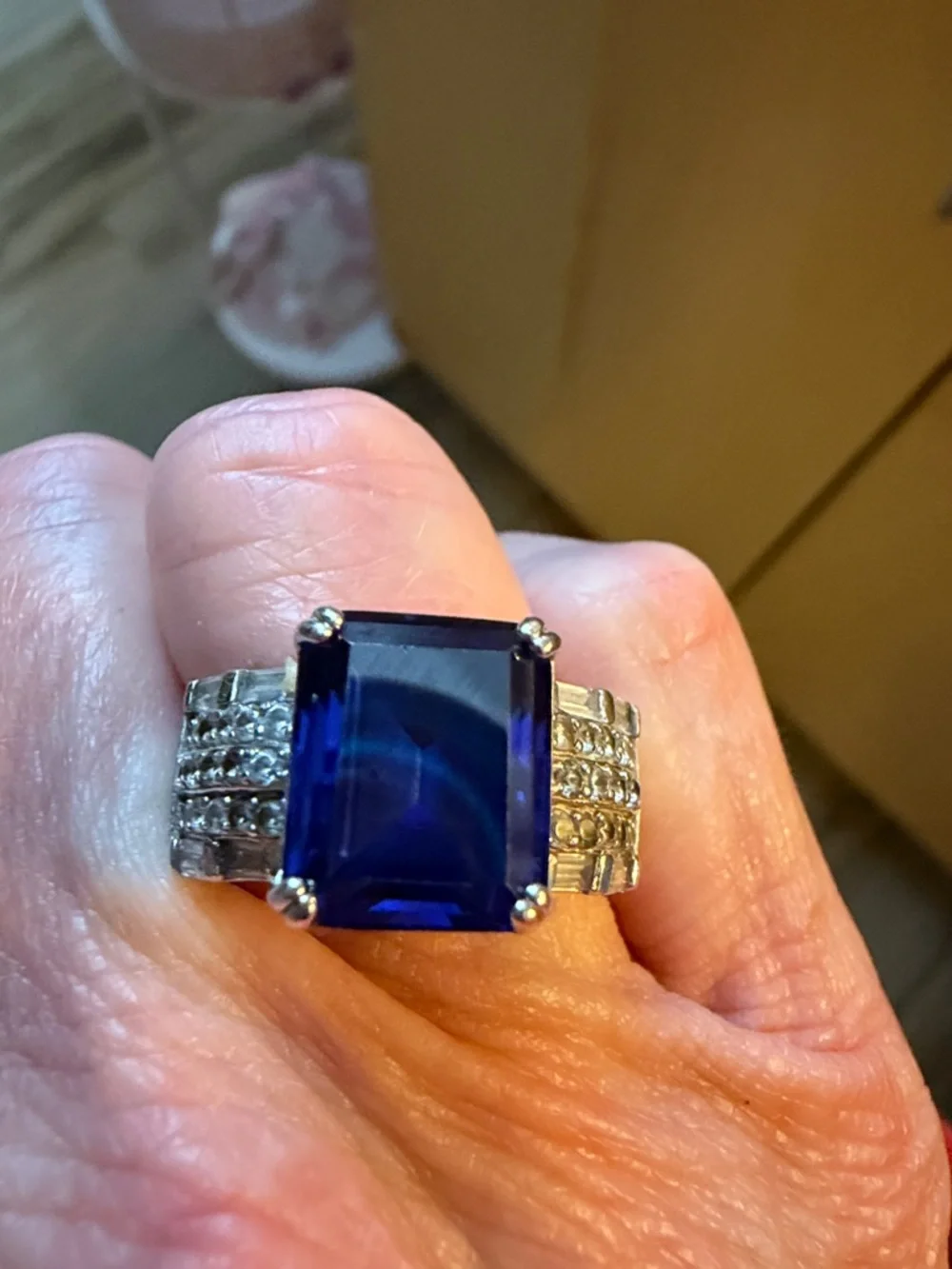 925 Sterling Silver blue worn more