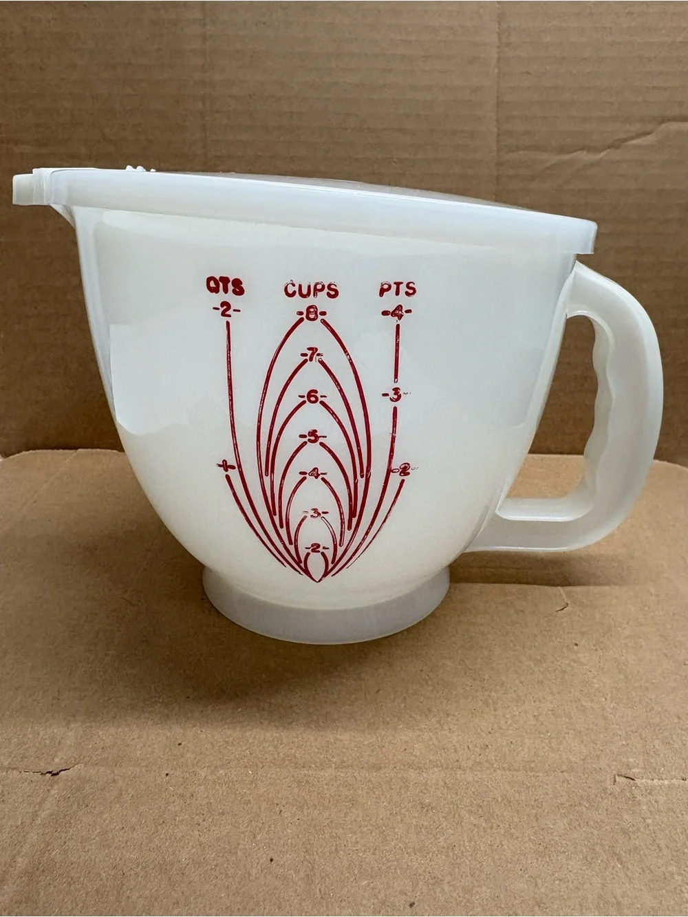 Vintage Tupperware Translucent White Bowl with Embossed Branding with Cover