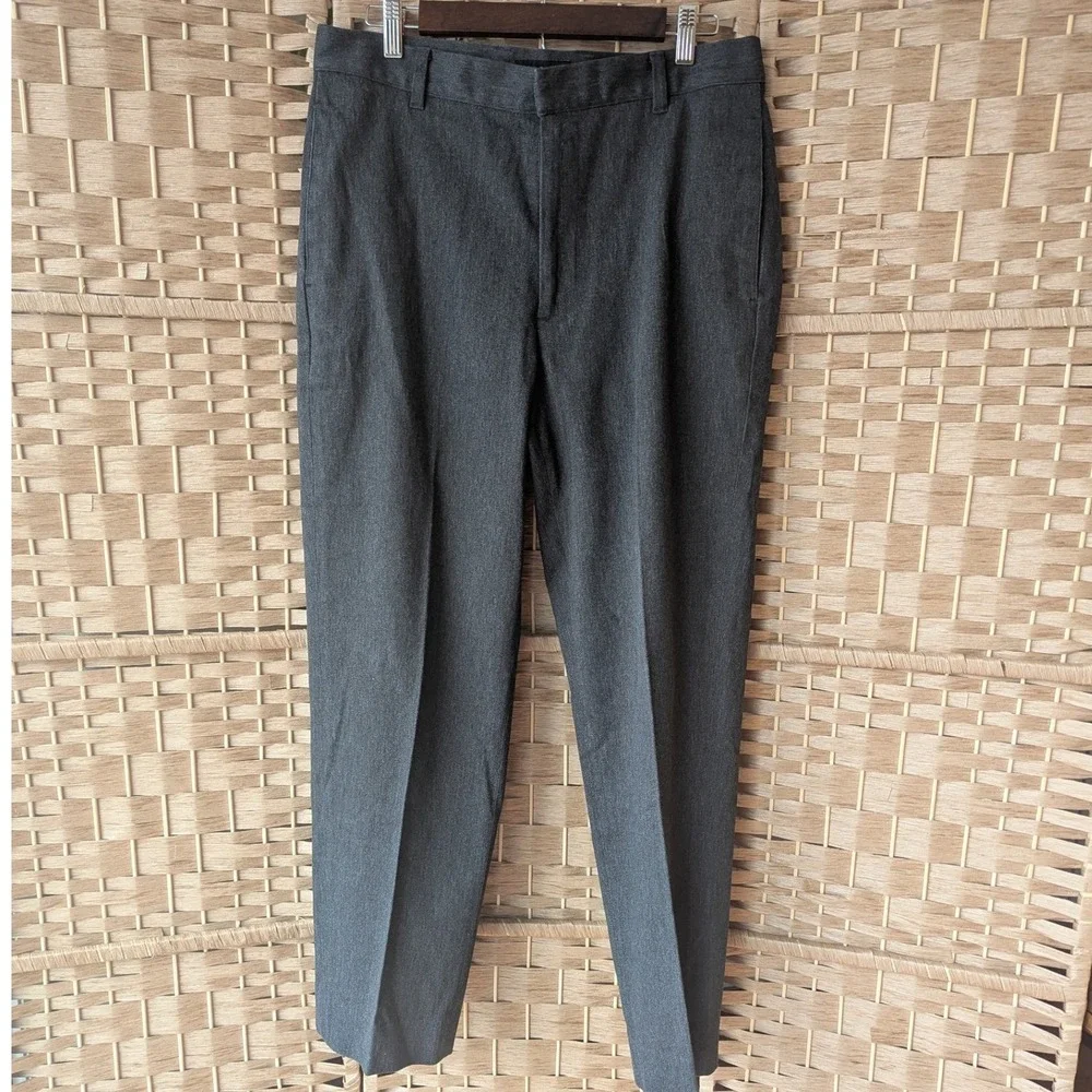 Vtg Banana Republic Dress Pants Mens 33L Charcoal Gray Flat Front Classic Prep‎