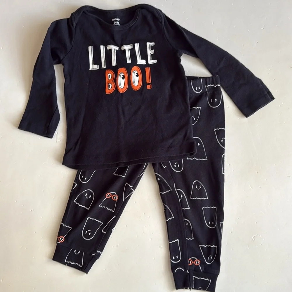 Carter's “Little Boo” Halloween Shirt & Black Ghost Pants 24 Months