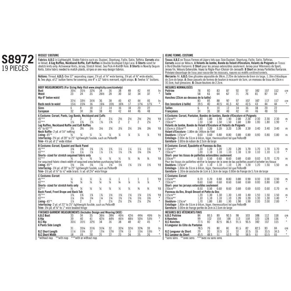 Simplicity patterns instructions