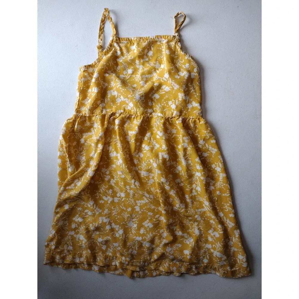 Old Navy‎ Girls Mustard Yellow Floral Smocked Sundress Size L 10-12 Sleeveless